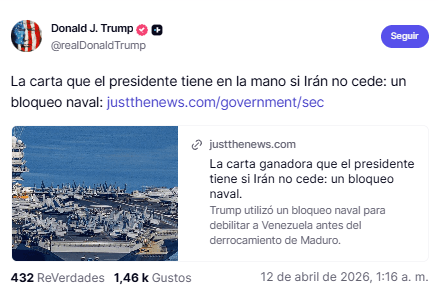 El bloqueo naval: apuesta de Trump que busca dolor ajeno y realismo propio