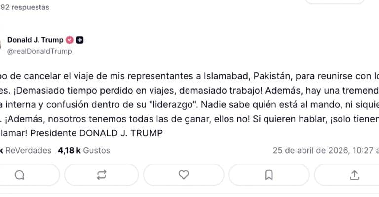 Trump frena la diplomacia: cancela el envío a Pakistán y deja las negociaciones en el aire